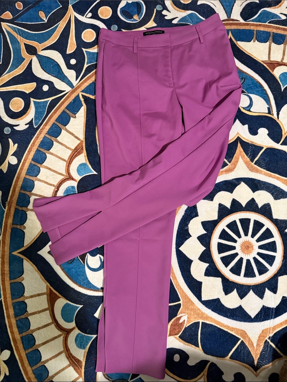 Boston Proper Cropped Wide-Leg Trousers in Vibrant Fuchsia